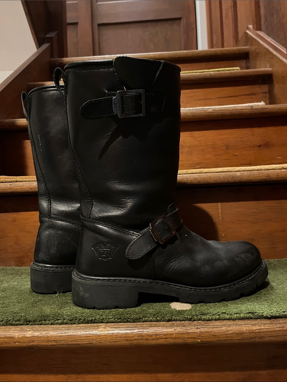 Men's/Women’s Black Leather Engineer Boots